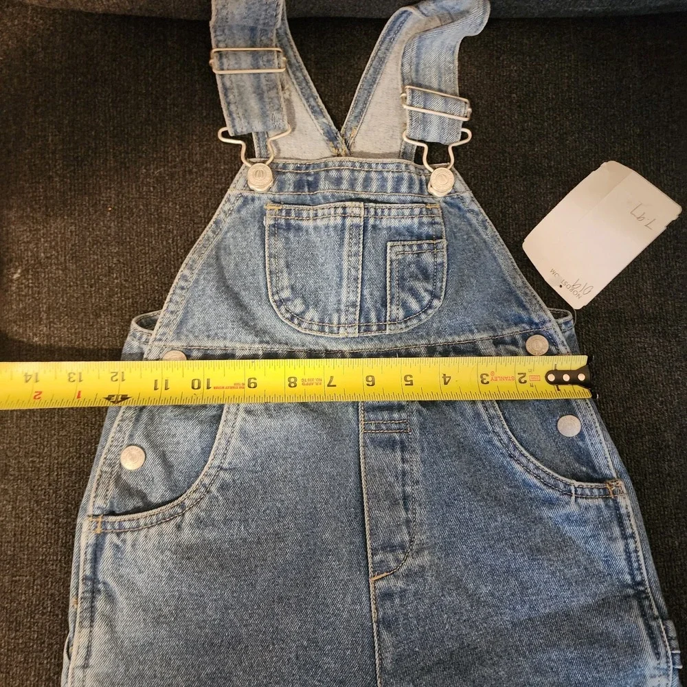 Vtg Pine Peak Blues By Nordstrom‎ Kids Sz 2 Jean Overall Shorts Snap Opening